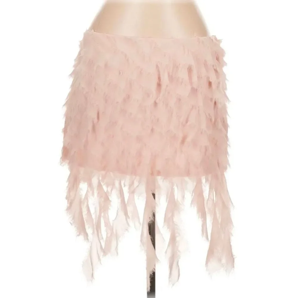 Loba Adara Georgette Raw Tiered Trim Fairy Mini Skirt Sz. L
